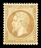 (*) N°21, 10c Bistre, Très Bon Centrage, Jolie Pièce (certificat)  Qualité: (*) - 1862 Napoleone III