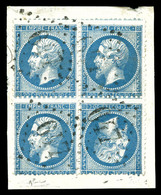 O N°22b, 20c Bleu En Paire Têtebêche Horizontale Tenant à Normaux En Bd4 Sur Son Support, TTB (signé Calves/certificat)  - 1862 Napoleon III