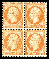 * N°23, 40c Orange, Bloc De Quatre. TTB (signé Calves/certificat)  Qualité: *  Cote: 13500 Euros - 1862 Napoleon III