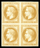 ** N°28Aa, 10c Bistre Impression De Rothschild En Bloc De Quatre (2ex*), Fraîcheur Postale. TTB. (certificat)  Qualité:  - 1863-1870 Napoléon III Lauré