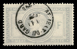 O N°33, 5F Violetgris Obl Càd Central De St Jean Du Gard, SUP (signé/certificat)  Qualité: O  Cote: 1100 Euros - 1863-1870 Napoleon III With Laurels