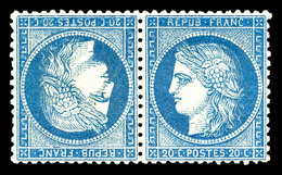 (*) N°37c, 20c Bleu En Paire Têtebêche, Très Bon Centrage, SUP (signé Calves/certificat)  Qualité: (*)  Cote: 7000 Euros - 1870 Siège De Paris