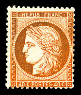 ** N°38, 40c Orange, Fraîcheur Postale. TTB (certificat)  Qualité: ** - 1870 Siège De Paris