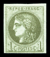 ** N°39A, 1c Olive Report 1, Fraîcheur Postale, SUP (certificat)  Qualité: ** - 1870 Bordeaux Printing