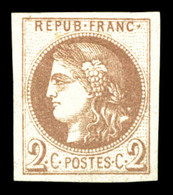 (*) N°40A, 2c Chocolat Clair Report 1, Jolies Marges. TB (signé Brun/certificat)  Qualité: (*)  Cote: 650 Euros - 1870 Bordeaux Printing