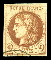 O N°40A, 2c Chocolat Clair Rep 1, Oblitération Apocryphe, Jolies Marges. TTB (signé Calves/certificat)  Qualité: O  Cote - 1870 Emission De Bordeaux