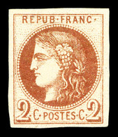 * N°40Af, 2c Chocolat Clair Report 1, Impression Très Fine Dite De Tours, RARE Et SUP (signé Scheller/certificat)   Qual - 1870 Bordeaux Printing