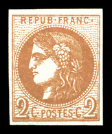 ** N°40B, 2c Brunrouge Rep 2, Fraîcheur Postale. SUP (certificat)  Qualité: ** - 1870 Emission De Bordeaux