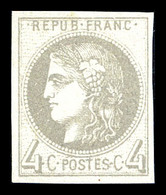 (*) N°41A, 4c Gris Report 1, Quatre Belles Marges. SUPERBE. R.R. (certificat)  Qualité: (*) - 1870 Bordeaux Printing