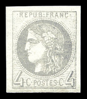 ** N°41B, 4c Gris Foncé Report 2, Grandes Marges, Fraîcheur Postale. SUP (certificat)  Qualité: ** - 1870 Bordeaux Printing