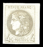 * N°41B, 4c Gris Report 2 Bord De Feuille Latéral, TTB (signé Calves/certificat)  Qualité: *  Cote: 400 Euros - 1870 Bordeaux Printing