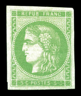 ** N°42A, 5c Vertjaune Report 1, Fraîcheur Postale. SUPERBE. R.R. (signé/certificat)  Qualité: ** - 1870 Bordeaux Printing