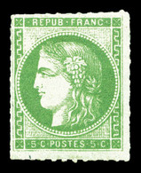 * N°42A, 5c Vert Rep 1, Percé En Ligne, Grande Fraîcheur. SUP. R.R. (signé Calves/certificats)  Qualité: *  Cote: 5750 E - 1870 Bordeaux Printing