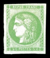 (*) N°42A, 5c Vertjaune Report 1. SUP. R.R. (signé Brun/certificat)  Qualité: (*)  Cote: 2750 Euros - 1870 Bordeaux Printing