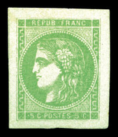 * N°42B, 5c Vert Report 2, Léger Manque De Gomme, Très Grandes Marges, Pièce Choisie. SUP (signé Calves/certificat)  Qua - 1870 Bordeaux Printing