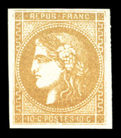 ** N°43A, 10c Bistre Report 1, Fraîcheur Postale, SUPERBE (signé Calves/certificat)  Qualité: ** - 1870 Bordeaux Printing