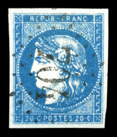 O N°44Aa, 20c Bleufoncé Type I Report 1 Obl GC '704'. TTB (certificat)  Qualité: O  Cote: 1100 Euros - 1870 Bordeaux Printing