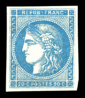* N°45A, 20c Bleu Type 2 Rep 1, Quatre Belles Marges. SUP (certificats)  Qualité: *  Cote: 2200 Euros - 1870 Bordeaux Printing