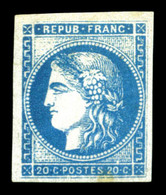 * N°45Aa, 20c Bleu Foncé Type II Report1, Très Frais. SUP. R. (signé Brun/certificat)  Qualité: *  Cote: 2300 Euros - 1870 Bordeaux Printing