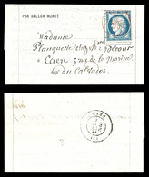 O LE BAYARD', 20c Siège Obl Paris 'SC' Rouge Du 27 Dec 1870 à Destination De Caen, Arrivée Le 3 Janv 71. TTB (certificat - War 1870