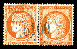 O N°38, Siège, Paire De 40c Orange Obl GC '5100' De Trebizonde En Bleu. SUP (signé Calves)  Qualité: O - 1849-1876: Classic Period