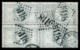 O N°33, 5f Violetgris En Bloc De Quatre Oblitéré GC '5118' + Càd De Marseille Le 9 Novembre 1874. SUPERBE. R.R. (signé B - 1849-1876: Classic Period
