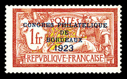 ** N°182, Congrès De Bordeaux De 1923, Frais, TB (certificat)  Qualité: **  Cote: 925 Euros - 1900-02 Mouchon