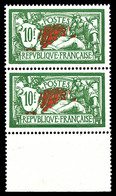 ** N°207a, 10F Merson, Couleur Vert Foncé Et Rouge En Paire Verticale Bdf, Bon Centrage. SUP (certificat)  Qualité: **   - 1900-02 Mouchon