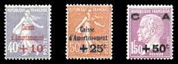 ** N°249/51, Série Caisse D'amortissement De 1928. TB  Qualité: **  Cote: 235 Euros - 1900-02 Mouchon