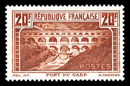 * N°262Aa, Pont Du Gard, 20F Chaudron Clair Type I, Charnière Légère, SUP (certificat)  Qualité: *  Cote: 1500 Euros - 1900-02 Mouchon