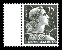 ** N°1011c, 15f Marianne De Muller, Tirage En Noir Bord De Feuille Latéral. SUPERBE. R.R. (certificats)  Qualité: ** - 1900-02 Mouchon