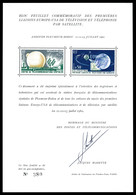 ** Feuillet Commémoratif Des Premières Liaisons De Télécommunications Spaciales, Tirage 400 Exemplaires. R.R. SUP (certi - 1900-02 Mouchon