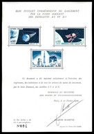 ** Feuillet Commémoratif Du Lancement Des Satellites A1 Et D1, Tirage 400 Exemplaires. R.R. SUP (certificat)  Qualité: * - 1900-02 Mouchon