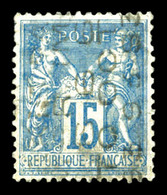 (*) N°17, 15c Bleu Surchargé Horizontalement 5 Lignes Du 6 OCTOBRE 1893, SUP. R.R. (signé Calves/Scheller/certificat)  Q - 1893-1947