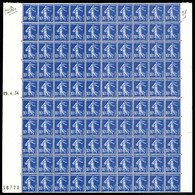 ** N°31, 10c Outremer Type IV (N°279a) En Feuille De 100 Exemplaires (2ex*), Bdf à Gauche Daté Du 9434 Et Numéroté '3677 - Coil Stamps