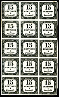 * N°3, 15c Noir, Bloc De 15 Exemplaires, Petits Défauts. B/TB  Qualité: *  Cote: 1050 Euros - 1859-1959 Mint/hinged