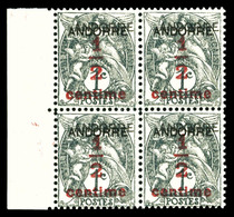 ** N°1a, 1/2s 1c Grisnoir, DOUBLE SURCHARGE En Bloc De Quatre Bdf, Très Bon Centrage (tirage 100 Ex), SUPERBE. R.R. (sig - Unused Stamps