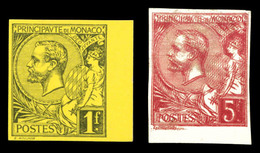 (*) N°20b Et 21c: 1f Noir Et Jaune Non Dentelé Bdf Et 5f Rose/verdâdre Impression Double Mise En Train. Les 2 Ex TTB  Qu - Unused Stamps