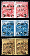 * N°34b/36b, Erreurs De Surcharge, Deuxième C Renversé Tenant à Normaux, Les 3 Paires SUPERBES Et RARES (signé/certifica - Unused Stamps
