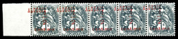 ** N°1, 1/2 Sur 1c Blanc: Surcharge à Cheval Sur Bande De 5 Bdf. TB  Qualité: **  Cote: 350 Euros - Unused Stamps