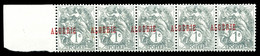 ** N°2, 1c Blanc: Surcharge à Cheval Sur Bande De 5 Bdf. TB  Qualité: **  Cote: 350 Euros - Unused Stamps