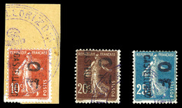 O N°38/40, Seumeuse: 10c, 20c Et 25c Surchargées 'OF'. SUP (certificat)  Qualité: O  Cote: 640 Euros - Unused Stamps