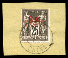 O N°19, 2c Sur 25 Noir Sur Rose Sur Son Support. TTB (certificat)  Qualité: O  Cote: 400 Euros - Unused Stamps