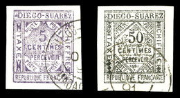 O N°1/2, 5c Violet Et 50c Noir, Les 2 Valeurs TB (signé)  Qualité: O  Cote: 235 Euros - Oblitérés