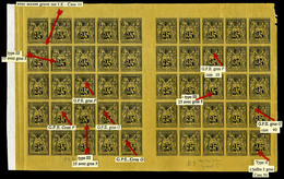 ** N°2/a/b/c/d/e, 25 Sur 35c Sage, Panneau Complet De 50 Exemplaires Comprenant Toutes Les Variétés: Gros '2', Gros '5', - Lettres & Documents