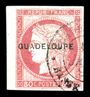 O N°13, 80c Rose Surchargé, Petit Bord De Feuille. SUP (signé Brun/certificat)  Qualité: O  Cote: 1500 Euros - Lettres & Documents