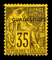 * N°23aC, 35c Violet Noir Sur Jaune, Surcharge 'GUADELONPE'. TTB (signé Brun/certificat)  Qualité: *  Cote: 500 Euros - Storia Postale