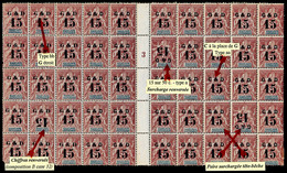 ** N°47, 15 Sur 50c Rose En Panneau De 50 Exemplaires Composition 'B' (1ex Pd), Différents Types Et Variétés Dont Paire  - Storia Postale