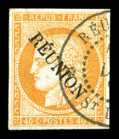 O N°11, 40c Orange Surchargé. SUP (signé Bernichon)  Qualité: O  Cote: 600 Euros - Lettres & Documents