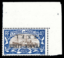 ** N°237A, 40c Bleu Et Brun, Surcharge 'FRANCE LIBRE F.N.F.L' Renversée, Cdf. SUP (signé Calves/certificat)  Qualité: ** - Used Stamps